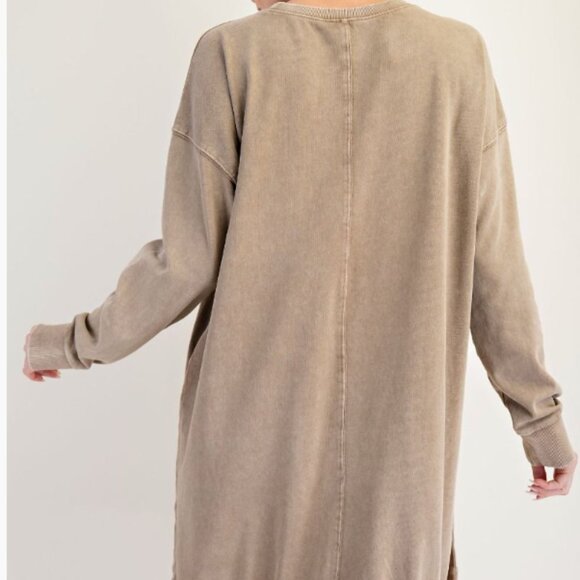 086.SMILEY FACE WASHED TERRY WASHED PULLOVER DRESS - Picture 3 of 3